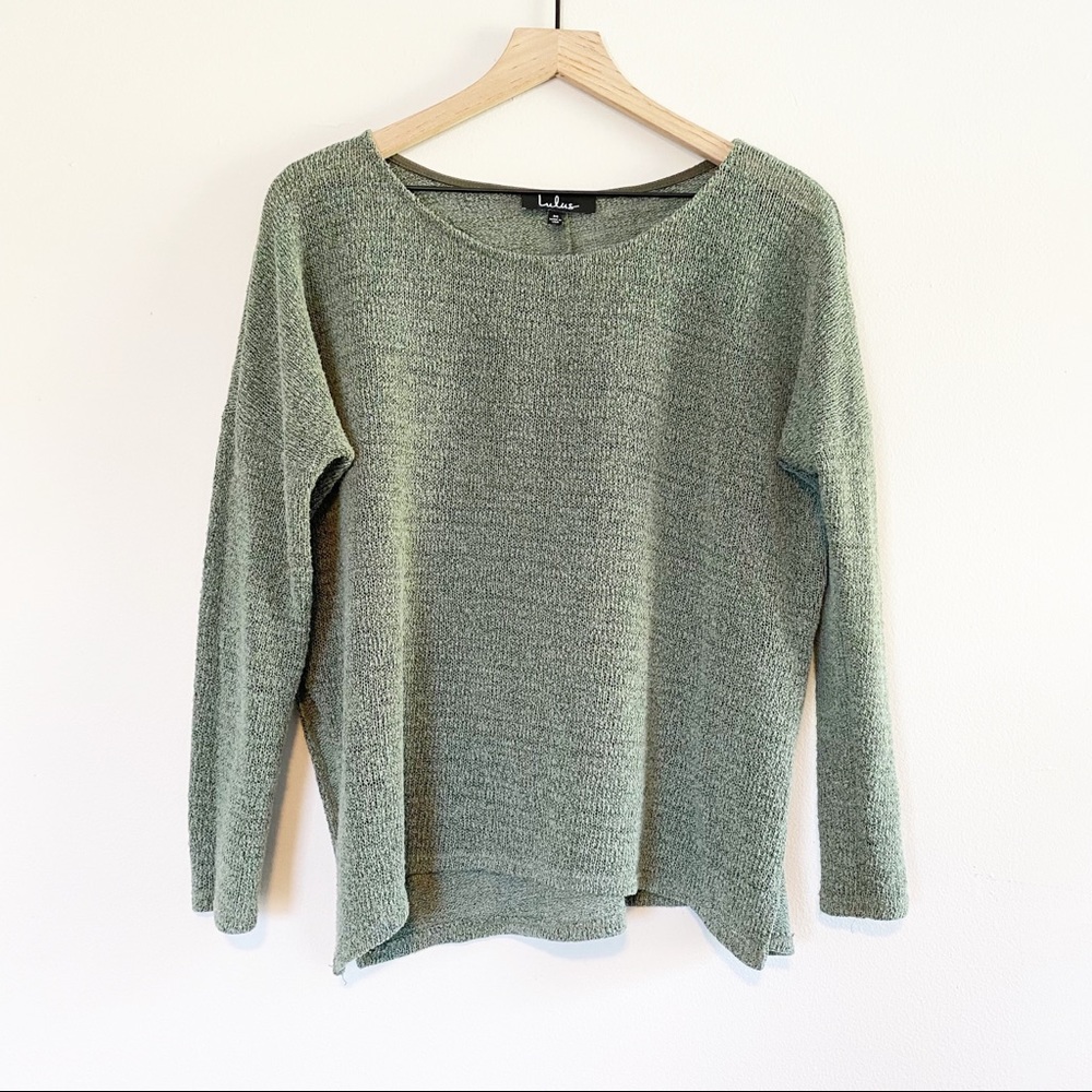 Lulu's Lightweight Green Knit Pullover Sweater Size Medium